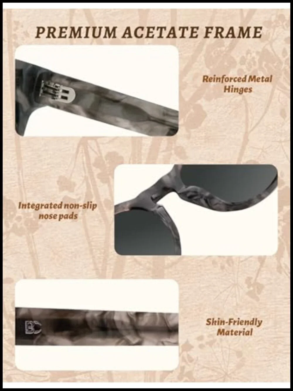 Women's Round Polarized Sunglasses Acetate UV Protection for Driving Beach